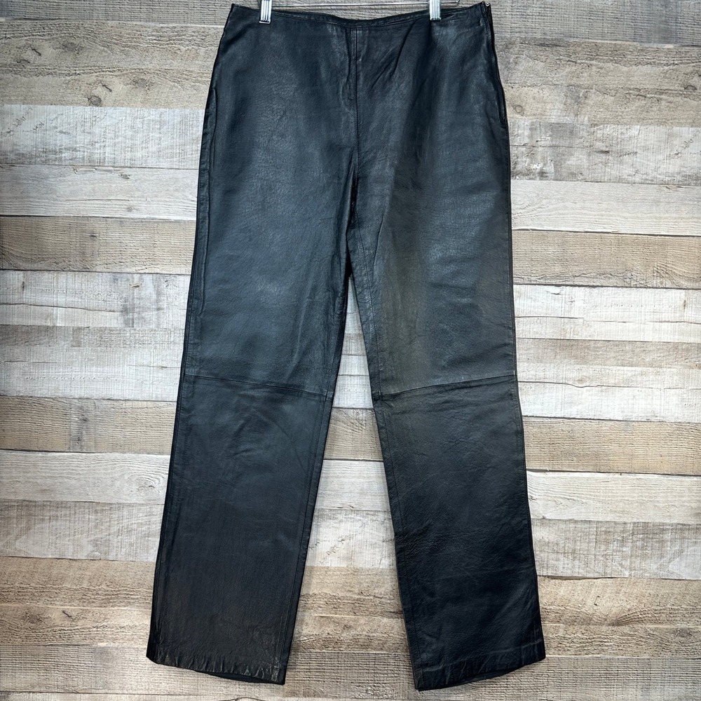 Outfit JPR Leather‎ Womens Black Wide Leg Pants Side Zip Size 8 Biker